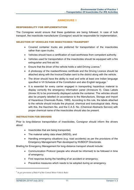 Transport of Insecticides for IRS Activities - NVBDCP