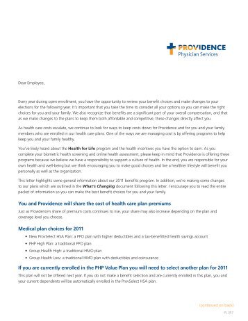 CEO Letter PL 357.indd - Providence Health & Services logo