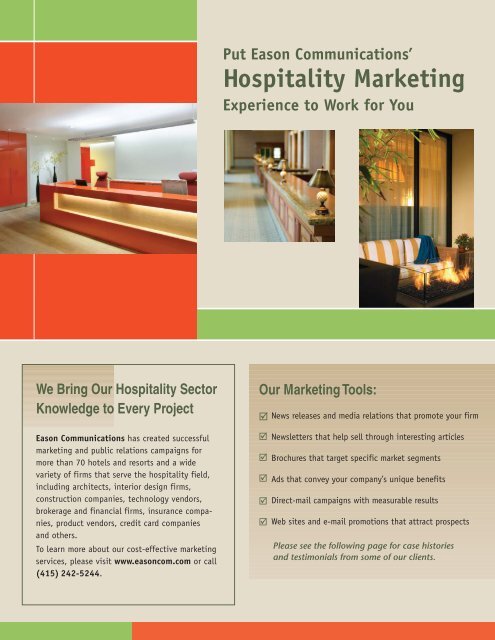 Hospitality Marketing - Eason Communications