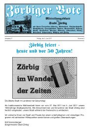 ZÃ¶rbig feiert - heute und vor 50 Jahren! - Stadt ZÃ¶rbig