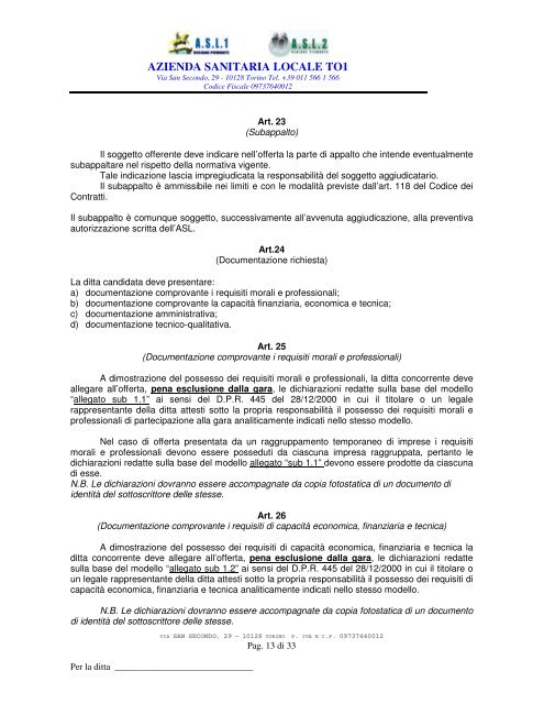 AZIENDA SANITARIA LOCALE TO1 - ASL TO 1