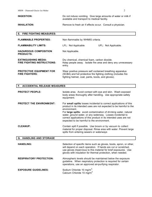 MSDS - Diamond Glacier - Absorbent Products Ltd