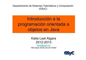 ProgramaciÃ³n orientada a objetos en Java - docencia de la ETSIT ...