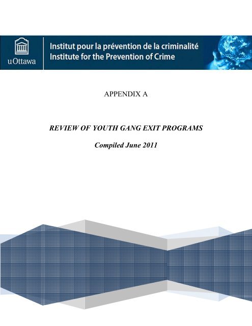 APPENDIX A REVIEW OF YOUTH GANG EXIT PROGRAMS ...