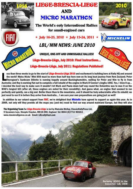 June 2010 Newsletter - LiÃ¨ge-Brescia-LiÃ¨ge