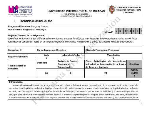 Fonologia - Universidad Intercultural de Chiapas