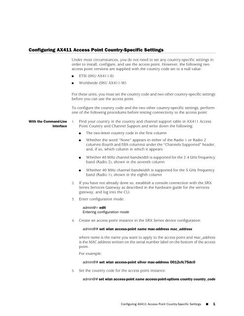 Configuring AX411 Access Point Country-Specific Settings