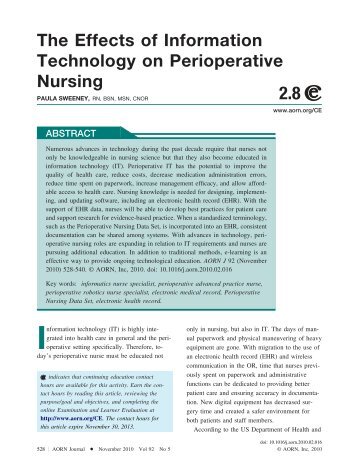 The Effects of Information Technology on Perioperative ... - AORN