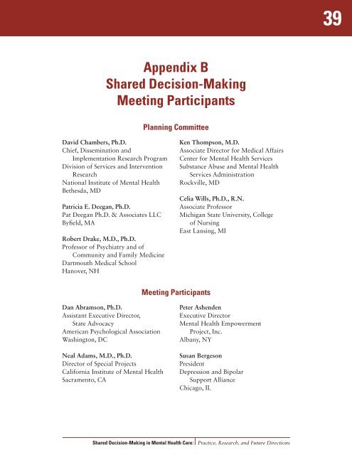 Shared Decision-Making in Mental Health Care - SAMHSA Store ...