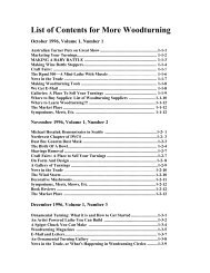 List of Contents for More Woodturning