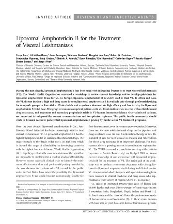 Liposomal Amphotericin B for the Treatment of Visceral Leishmaniasis