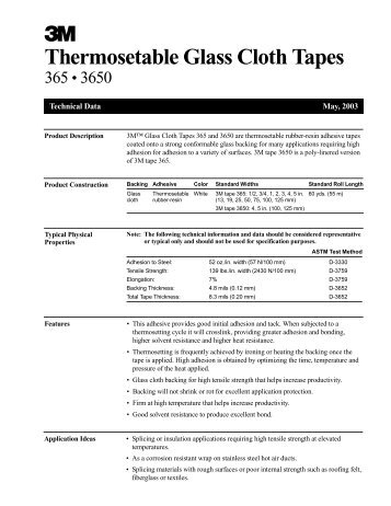 Glass Cloth Tape 365 and 3650 - 3M