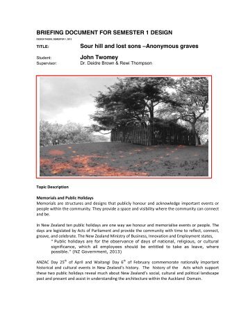 BRIEFING DOCUMENT FOR SEMESTER 1 DESIGN Sour hill and ...