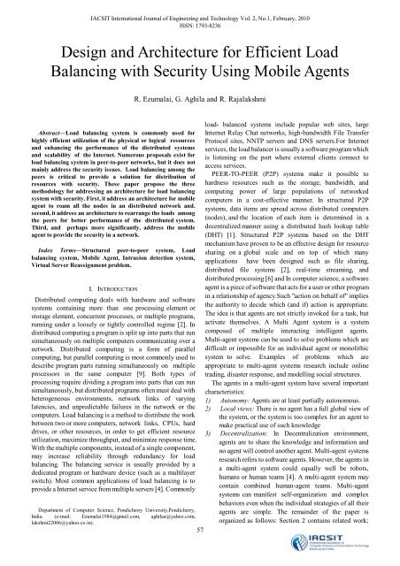 Design and Architecture for Efficient Load Balancing with ... - IJET