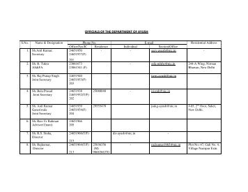 OFFICIALS OF THE DEPARTMENT OF AYUSH