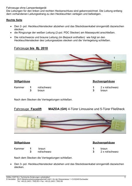 Einbau-Anweisung Elektro-Zubehörsatz