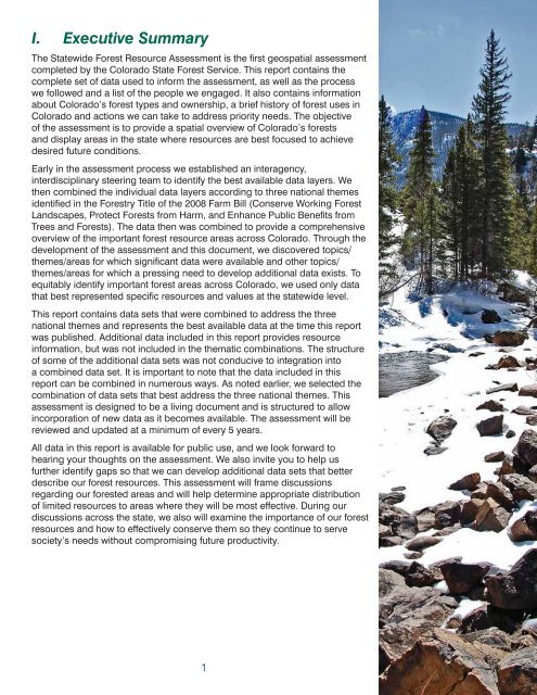 Colorado Statewide Forest Resource Assessment