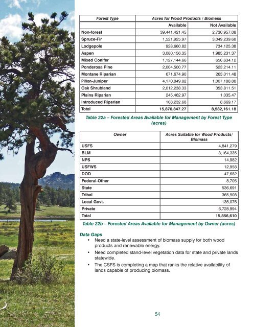 Colorado Statewide Forest Resource Assessment