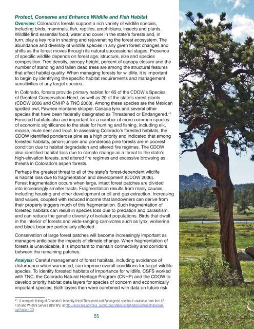Colorado Statewide Forest Resource Assessment