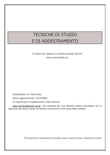 TECNICHE DI STUDIO E DI ADDESTRAMENTO - Viveremeglio.org