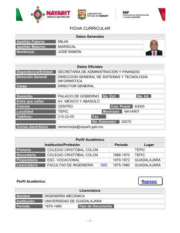 Ficha Curricular - SecretarÃ­a de AdministraciÃ³n y Finanzas