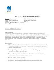 JOB PLACEMENT STANDARD FORM - ASQ Long Island Section