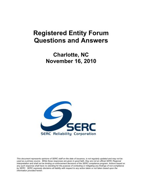 REF Questions & Answers - Charlotte Seminar - SERC Home Page