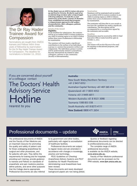ANZCA Bulletin June 2012 - final.pdf - Australian and New Zealand ...