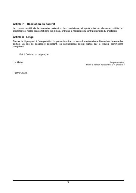 Contrat impression delle infos lot 2 - Mairie de Delle
