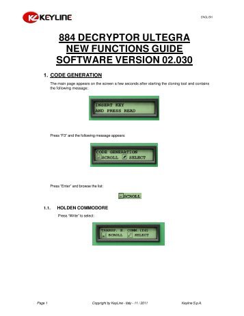 884 decryptor ultegra new functions guide software version 02.030