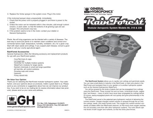 Modular Aeroponic System Models 66, 318 & 236 - General ...