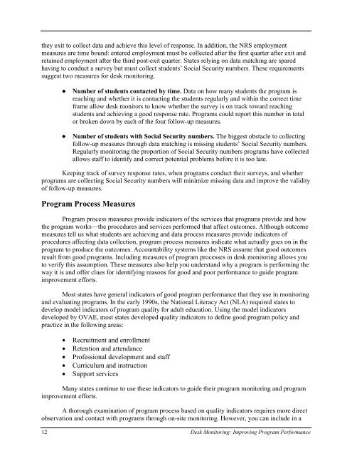 Desk Monitoring Guide - National Reporting System