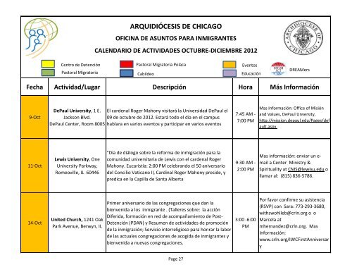 Calendario de Actividades