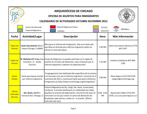 Calendario de Actividades