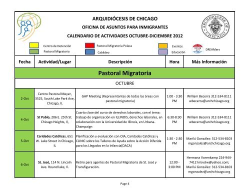 Calendario de Actividades