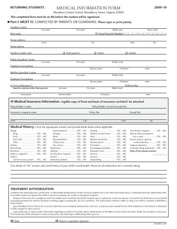 Medical inforMation forM - Woodberry Forest School