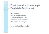 Fonti, metodi e strumenti per l'analisi dei flussi turistici