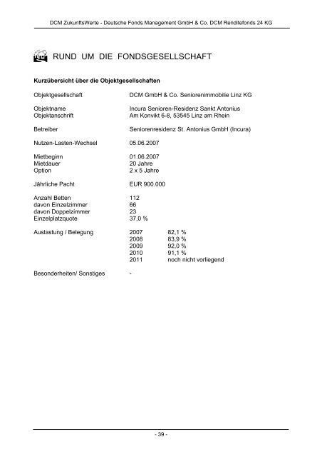 Geschäftsbericht 2009 bis 2010 - DCM