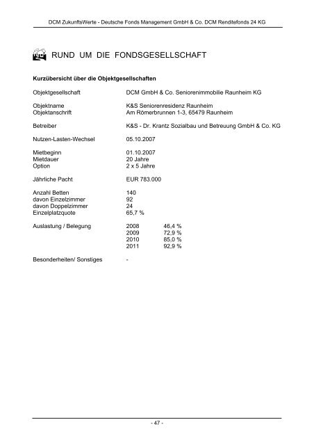 Geschäftsbericht 2009 bis 2010 - DCM