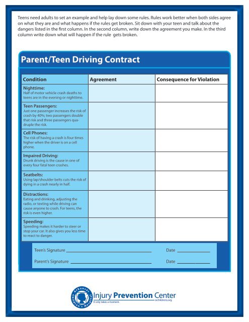 Teen Driving Contract For Drivers Telegraph