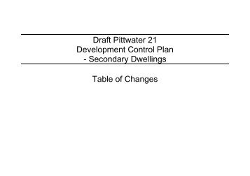 Secondary Dwellings Table of Changes - Pittwater Council