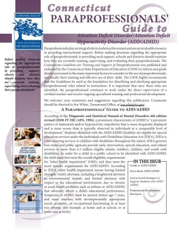 Connecticut Paraprofessionals Guide to ADD/ADHD - The State ...