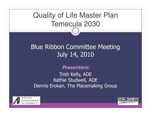 Quality of Life Master Plan Temecula 2030 - City of Temecula