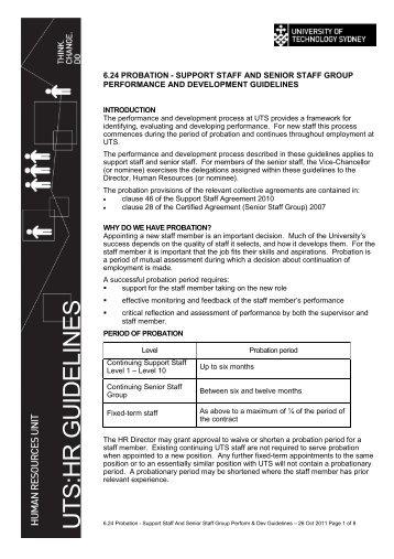 probation - support staff and senior staff group - Human Resources