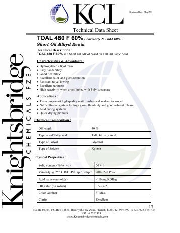 TOAL 480 F 60% - Knightsbridge Chemicals Ltd.