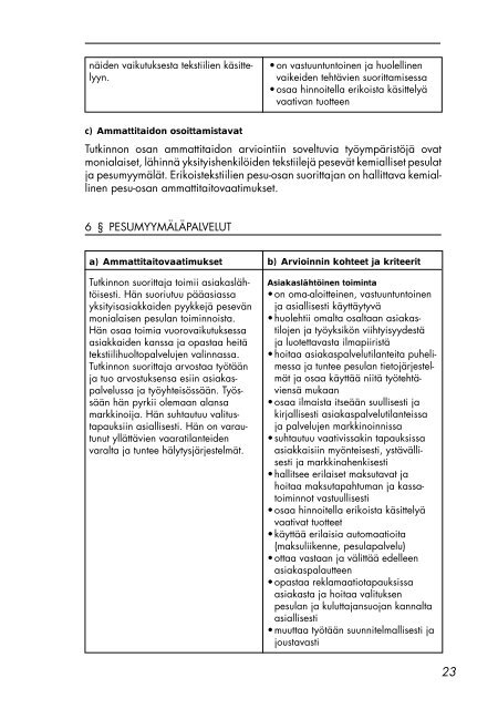 Tekstiilihuollon ammattitutkinto - Opetushallitus