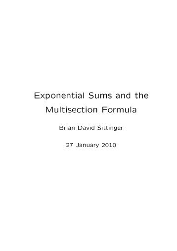 Exponential Sums and the Multisection Formula