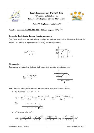 Conceito de derivada de uma função num ponto