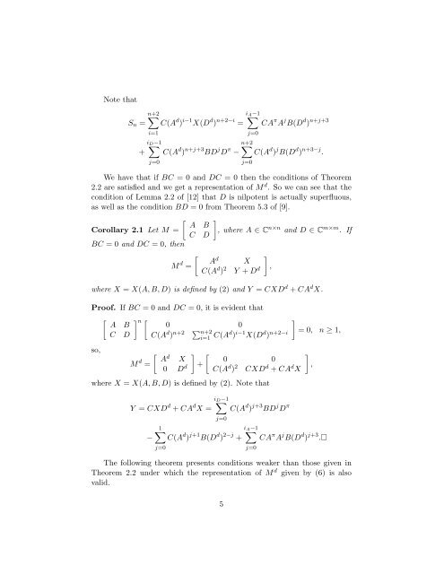 A note of the representation of the Drazin inverse of 2x2 block matrix
