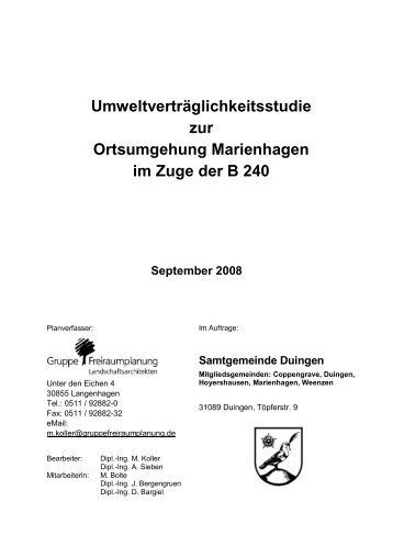 Umweltverträglichkeitsstudie zur Ortsumgehung Marienhagen im ...